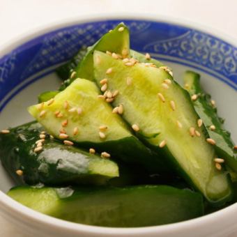 Homemade cucumber tataki