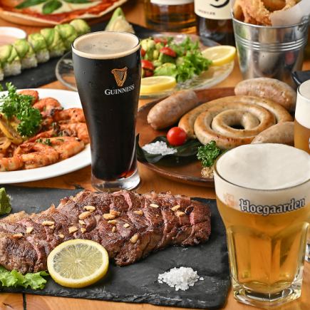 【含2小時暢飲】牛裡肌和瘦牛排！ 8種肉類料理◎共11道菜【4,500日元，不含稅】