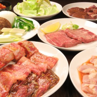 【牛肉和猪肉套餐】7道菜10种2小时无限畅饮5,000日元（含税）