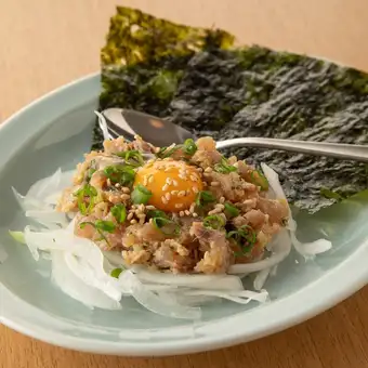 鯵のなめろうユッケ