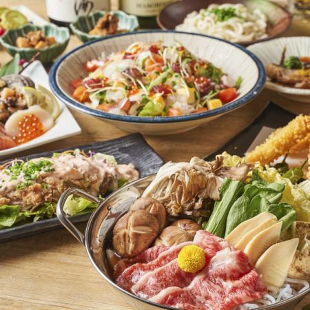 [Renma Course] Choose between chicken sukiyaki or miso-grilled chicken as the main course. 2.5 hours all-you-can-drink, 9 dishes, 4,000 yen