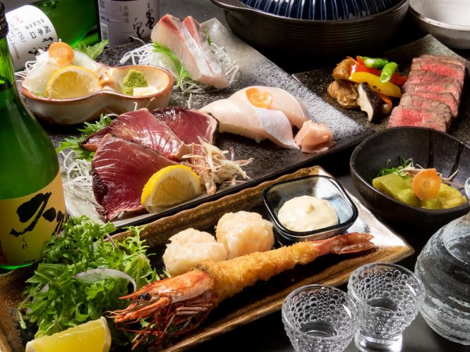 【分份】火锅、生鱼片、炸虾等海鲜为主的豪华套餐 5,000日元（含税）*不含饮料费