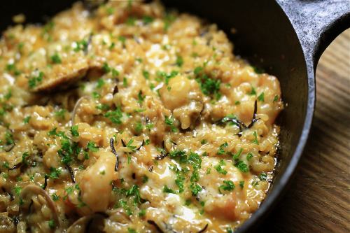 Grilled seafood risotto