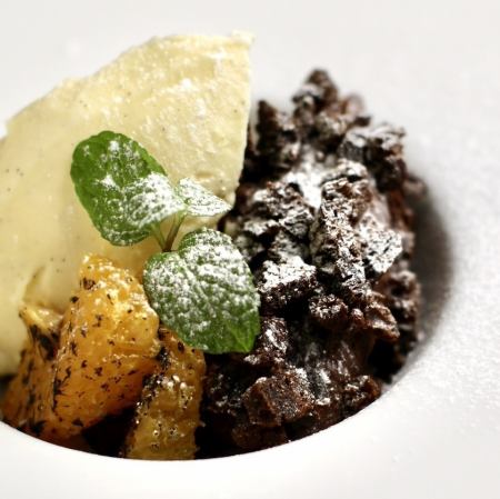 生チョコとガナッシュ、ジェラート添え