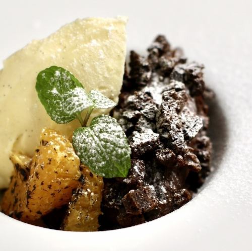 生チョコとガナッシュ、ジェラート添え