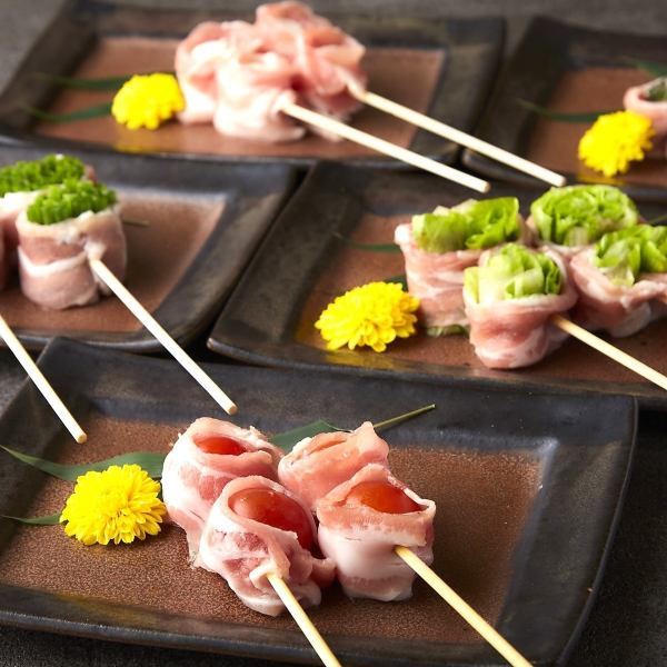 当店新名物!!野菜巻き串♪人気の焼き鳥ラインナップを強化!!定番メニューはもちろん野菜巻き串始めました◎