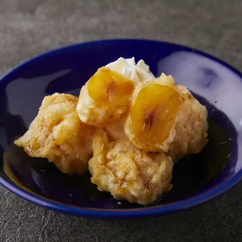 用蜜饯栗子做的天妇罗