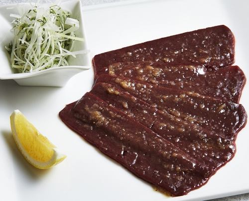 Thinly sliced grilled liver