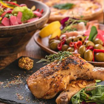 【2H飲放】厚切りベーコンやソーセージにポテト”食べ放題”×鮮魚のグリル全7品4950円⇒4000円