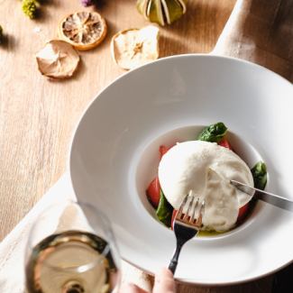 The ultimate fresh cheese "Burrata" tomato and basil caprese