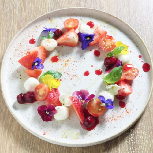 Strawberry and cherry mozzarella caprese