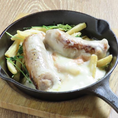 Oven baked Taleggio cheese and sausage