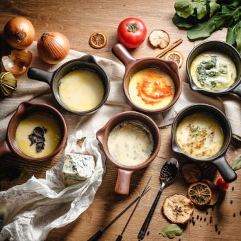 [Lunch] Two types of cheese fondue course - with a toast drink - ≪8 dishes in total≫ 3,500 yen (tax included)