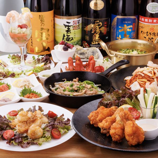 【鉄板＆小鍋まで！看板メニューを満喫する全7品”3500円(税別)コース”】