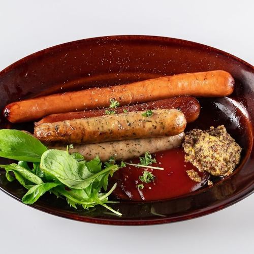 Assortment of 3 types of boiled sausage