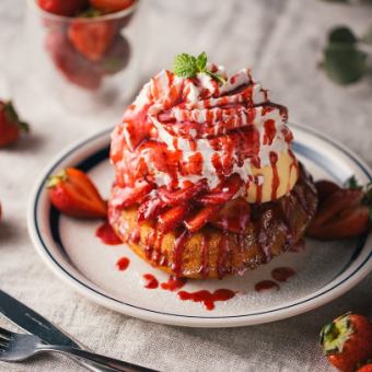 Strawberry condensed milk pancake