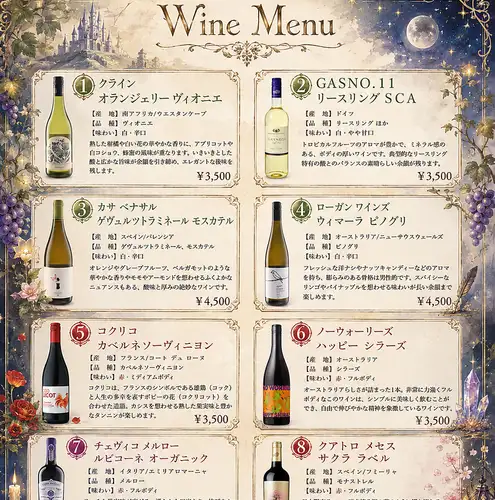 Standard wine list