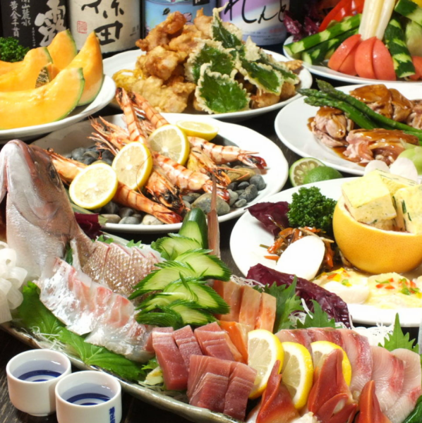カジュアルな宴会に【マル安オススメコース】刺身盛合せや唐揚げ、海老の塩焼きなど〈全7品〉２H飲み放題付