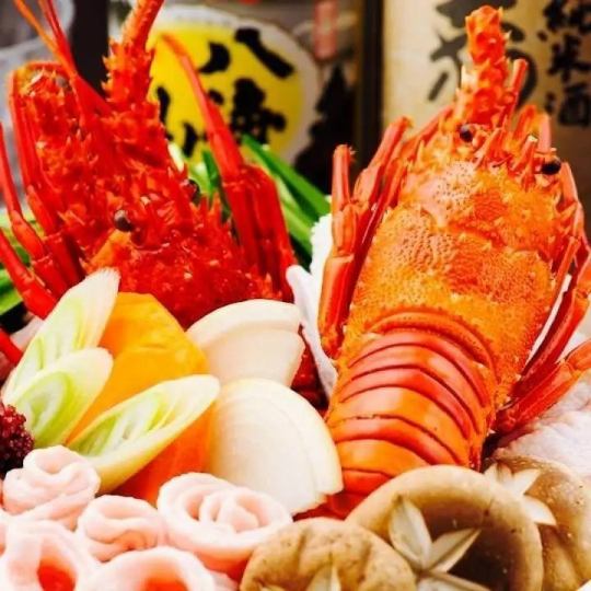 3小時無限暢飲★龍蝦等海鮮10種豪華菜餚及薩摩雞等山珍「村雨套餐」5,000日元
