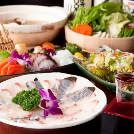 All-you-can-drink for 3 hours ★ Luxurious sea bream with outstanding flavor and sweetness! "Sea bream shabu-shabu course" with 8 dishes, 3,800 yen