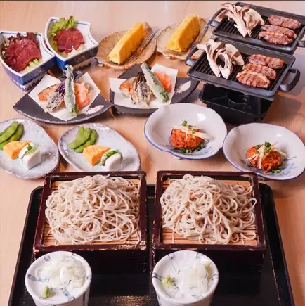 【2時間プレミアム飲み放題つき♪ 】馬刺し、鴨ロースとお蕎麦のコース7,000円(税込)
