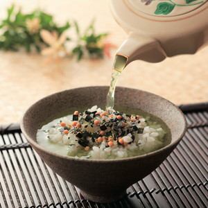Ochazuke with soup stock (salmon, plum, wasabi cheese)