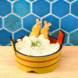 Open-air tartar shrimp tempura
