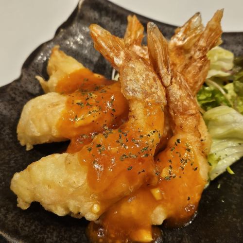 海老のチリソース定食