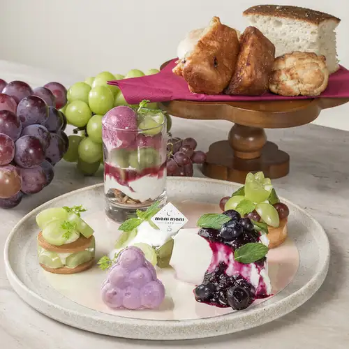 A grape-themed afternoon tea