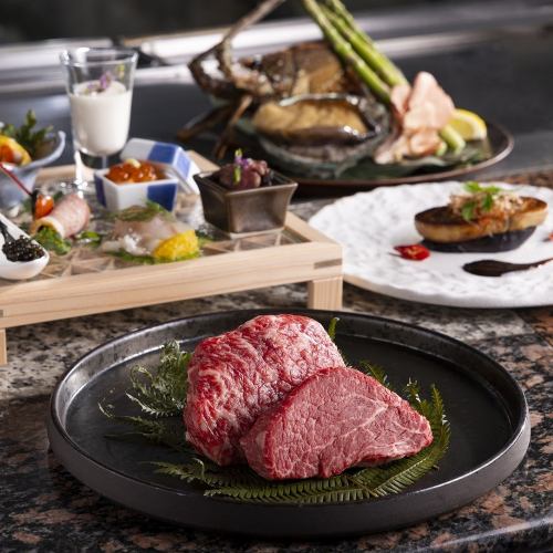 【琥珀／こはく】フォアグラ・鮑・伊勢海老・米沢牛すべて楽しめる◆全11品鉄板焼きコース◆