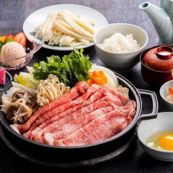 [Dinner] Aomori Kuraishi beef premium sukiyaki set 8,800 yen (tax included)