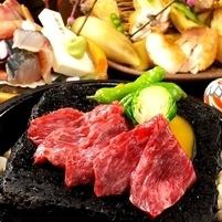●Stone-grilled Kobe beef