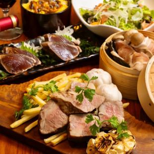 11月【飲放付】旬の味覚！牛ガーリックロースト×若鶏くわ焼/秋刀魚/かつお★人気コース4200円