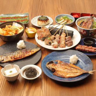 【干物と串焼き堪能コース】魚伝の干物や串物2種を楽しめるお料理全10品◇3000円(税込)