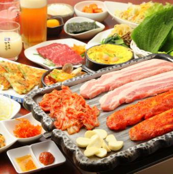 【Raw Samgyeopsal & Selectable Pot Course】 2H All you can drink All 20 items 4480⇒ 4080 yen (3 people ~)