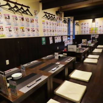 【最大22名様OK】ご宴会におすすめの掘りごたつ席は人数に合わせて仕切られます