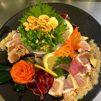 宮崎地頭鶏のお造り(羽身・笹見・砂ずり)