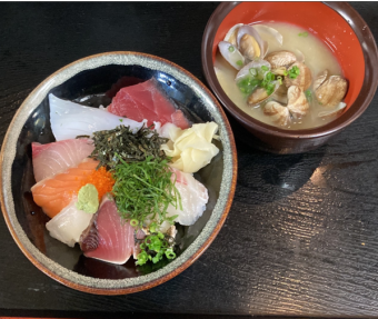海鮮づけ丼（あさり汁付）