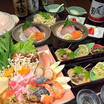 芝麻的香味和味噌湯汁絕妙無比【芝麻味噌相撲火鍋套餐】5道菜3700日元+2小時無限暢飲1600日元