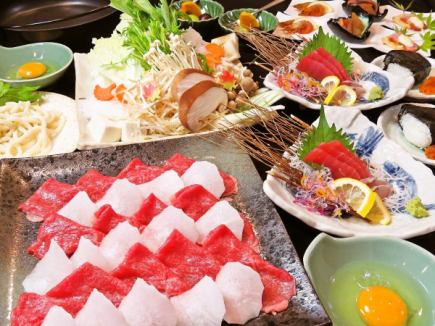 特製高湯引以為傲! 【壽喜燒火鍋套餐】5道菜4500日圓♪+2小時無限暢飲1600日元