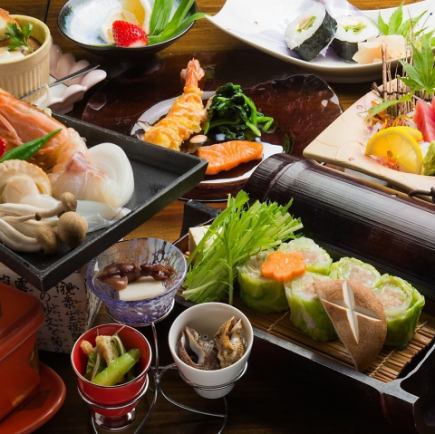 奢華精緻的料理! 【Saika 高級套餐】共10道菜,包含2小時暢飲。原價6,500日圓 → 使用優惠券後僅需5,500日圓♪