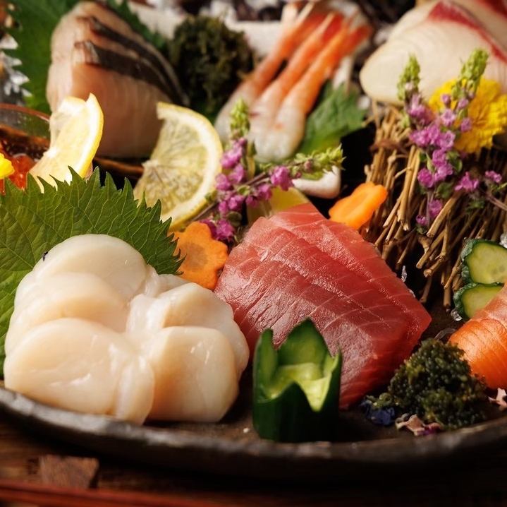 【当店自慢】新鮮なお刺身5種を、濃厚な雲丹醤油で贅沢に！