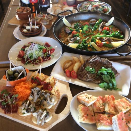 지산지소×스페인 겨울의 불타는 여자회 플랜 빠에야도 선택할 수 있는 푸드 코스에 150분 음료 무제한 첨부