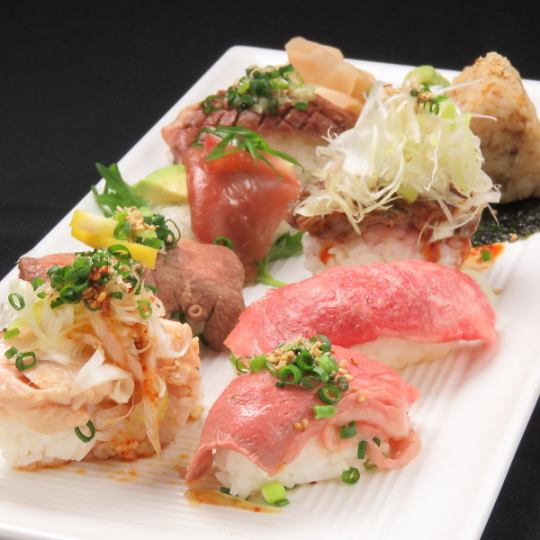 [Monday-Thursday Only] Luxurious 120-minute all-you-can-drink included! 6 types of meat sushi, yakiniku, and cheese dakgalbi! [Ultimate Meat Sushi Course] 4500 yen