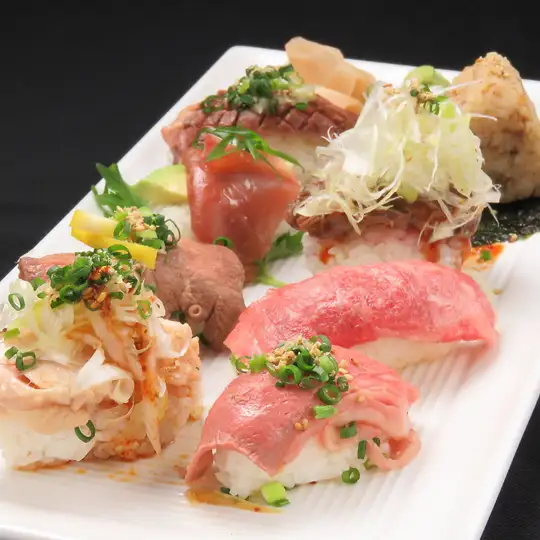 Luxurious 120-minute all-you-can-drink included! 6 types of meat sushi, yakiniku, and cheese dakgalbi! [Ultimate Meat Sushi Course] 5000 yen