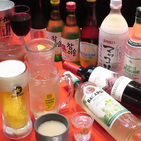 매일 OK! 120 분 단품 음료 뷔페가 생맥주 없음 1320 엔 / 생맥주 유 1650 엔