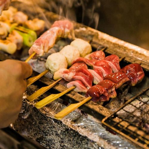 備長炭の炭火焼き鳥