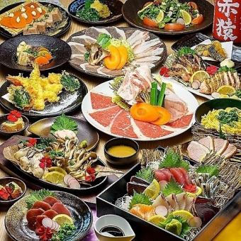 【歓送迎会で熊農組合を満喫】名物コース/鍋無全13品★生ビール含むプレミアム飲み放題付!5000円