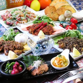 【3種の味から選べる名物骨付き鳥をお手軽に楽しめる！お料理6品＆120分飲み放題コース2480円