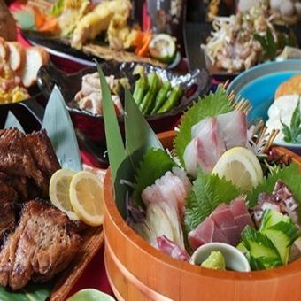 定番◆2hビール付飲み放題◆全9品目8品◆鮮魚お造り×名物スペアリブ×創作和食◆4000円(税込)